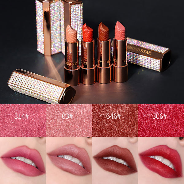 New Fashion Waterproof Lipstick Matte Pumpkin Color Lipstick Eat Earth Rich Vitamin E Moistu Maquiagem Drop Shipping