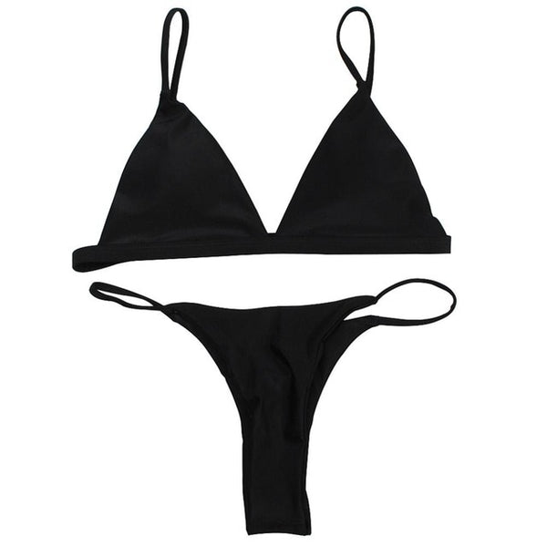 Women Solid Bikini Set