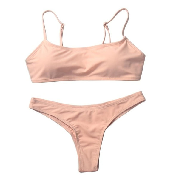Women Solid Bikini Set