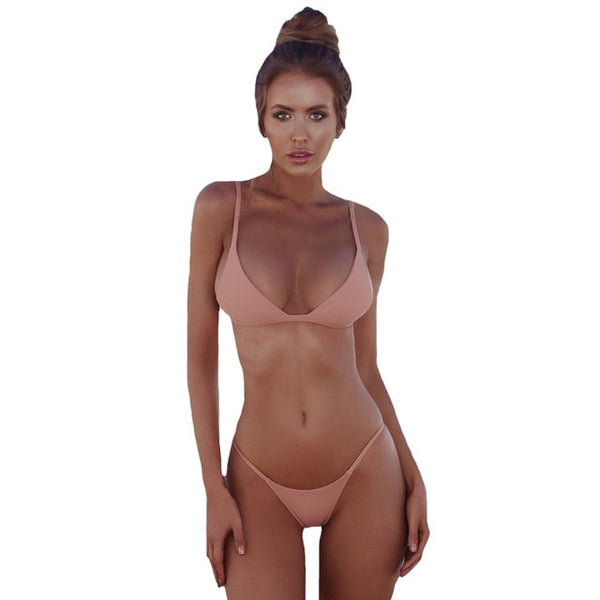 Women Solid Bikini Set