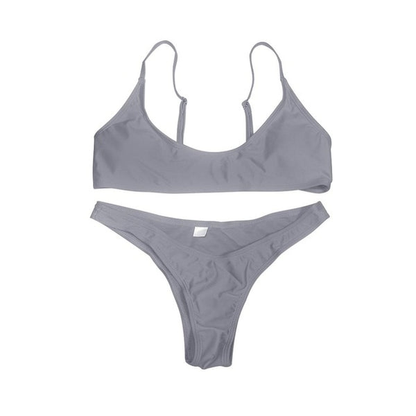 Women Solid Bikini Set