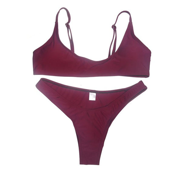Women Solid Bikini Set