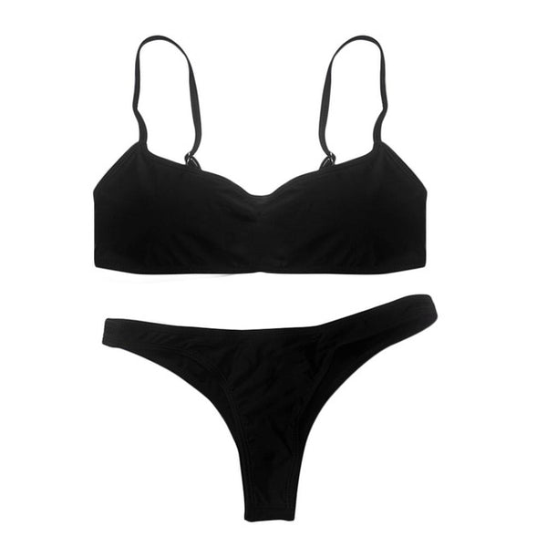 Women Solid Bikini Set