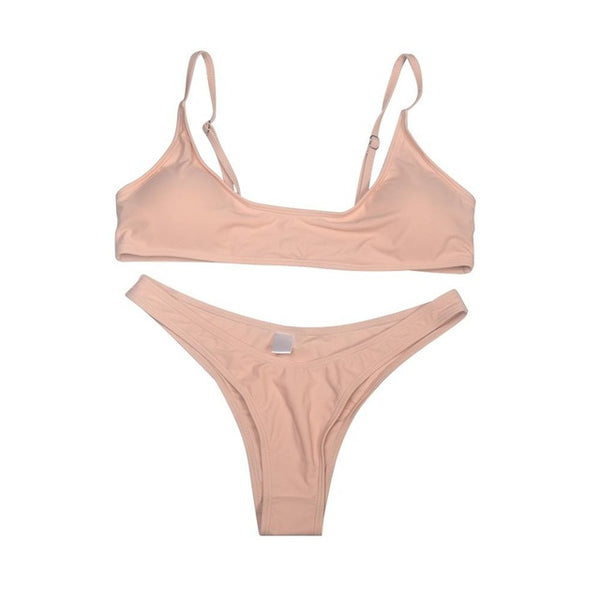 Women Solid Bikini Set