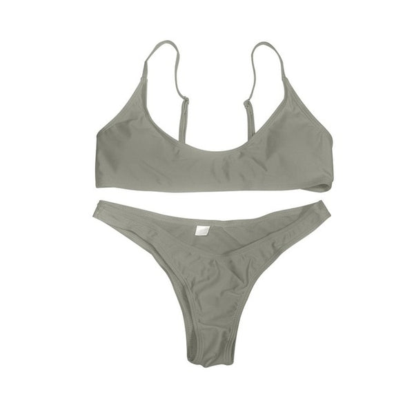 Women Solid Bikini Set