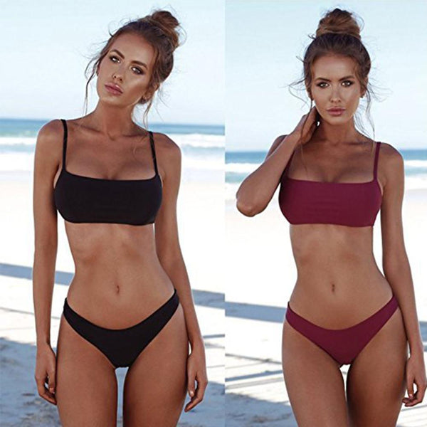 Women Solid Bikini Set