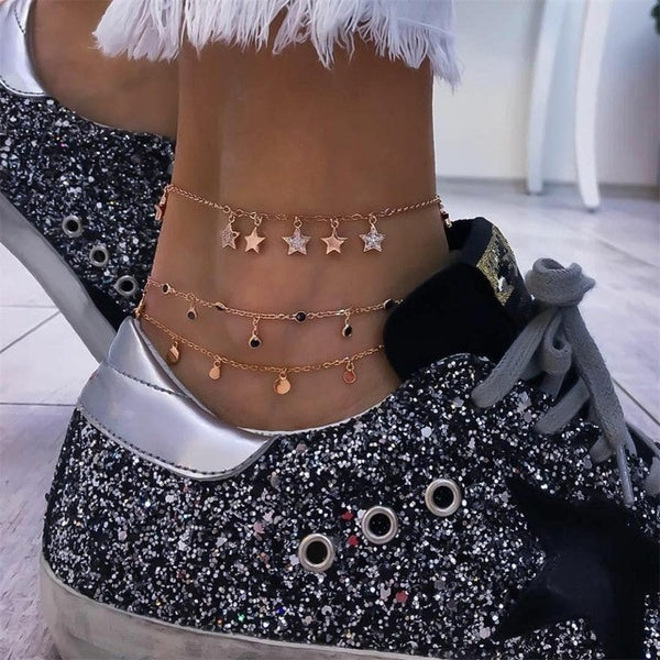 3 Pcs/set Women Fashion Anklet Set  Beach Accessories