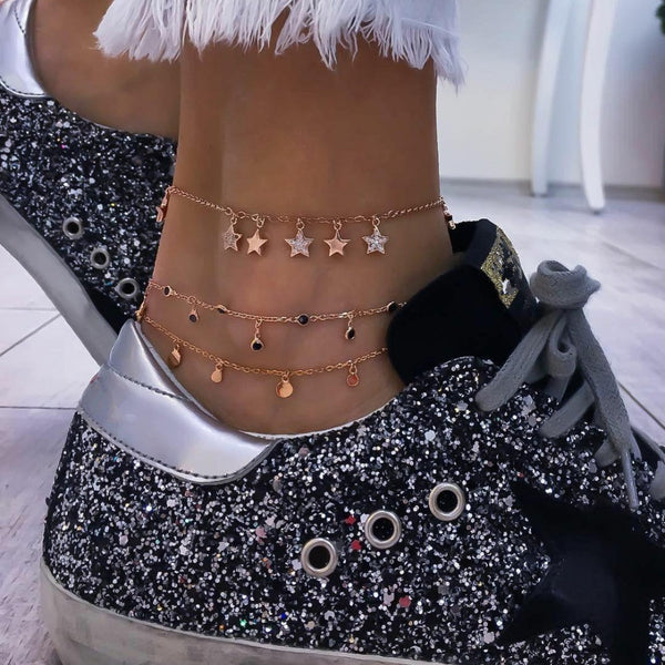 3 Pcs/set Women Fashion Anklet Set  Beach Accessories
