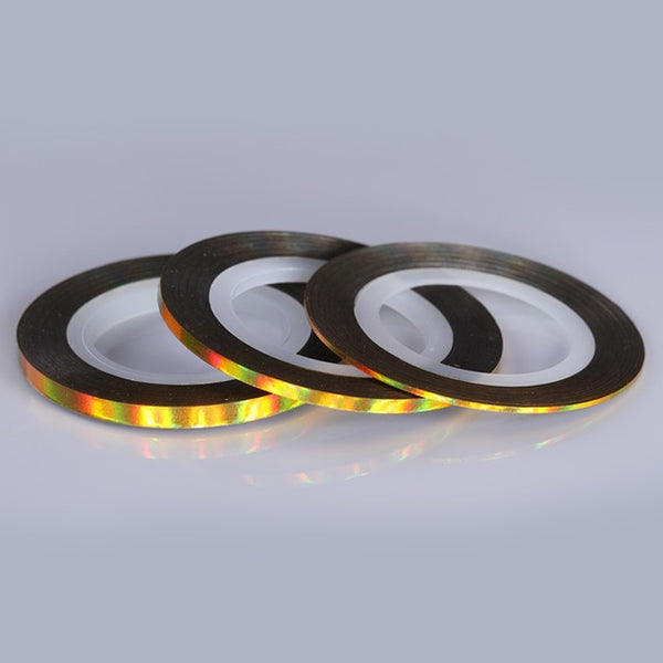 3 Rolls Holographic Nail Line Decal Set Striping Tapes 1mm 2mm 3mm Adhesive  Laser Manicure Nail Decoration Sticker