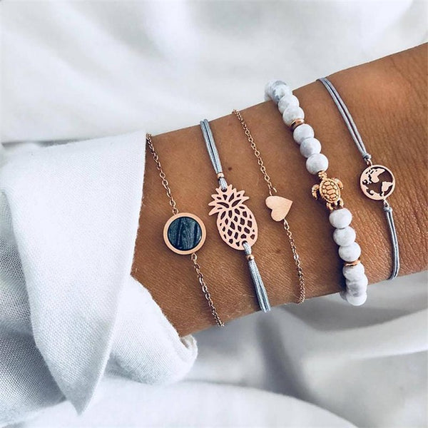 5 Pcs/set Women Fashion Beach  Bracelet Set