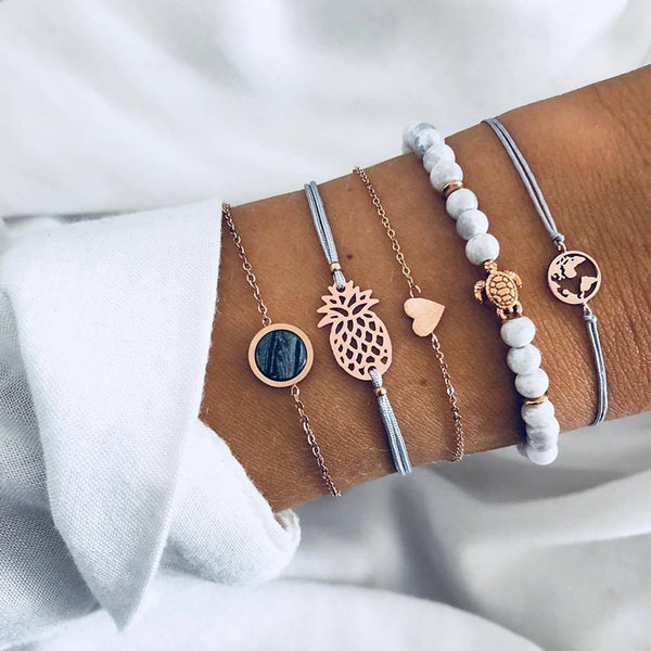 5 Pcs/set Women Fashion Beach  Bracelet Set