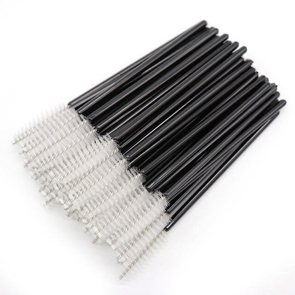 50 pièces Extension de cils brosse à sourcils jetable Mascara baguette applicateur Spoolers cils pour les yeux brosse cosmétique outils de maquillage