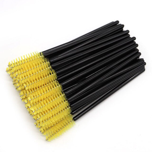 50 pièces Extension de cils brosse à sourcils jetable Mascara baguette applicateur Spoolers cils pour les yeux brosse cosmétique outils de maquillage