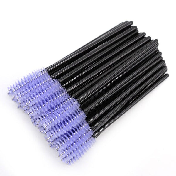 50 pièces Extension de cils brosse à sourcils jetable Mascara baguette applicateur Spoolers cils pour les yeux brosse cosmétique outils de maquillage