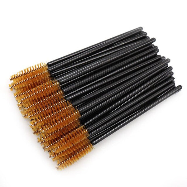 50 pièces Extension de cils brosse à sourcils jetable Mascara baguette applicateur Spoolers cils pour les yeux brosse cosmétique outils de maquillage