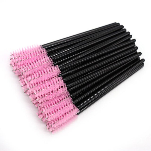 50 pièces Extension de cils brosse à sourcils jetable Mascara baguette applicateur Spoolers cils pour les yeux brosse cosmétique outils de maquillage