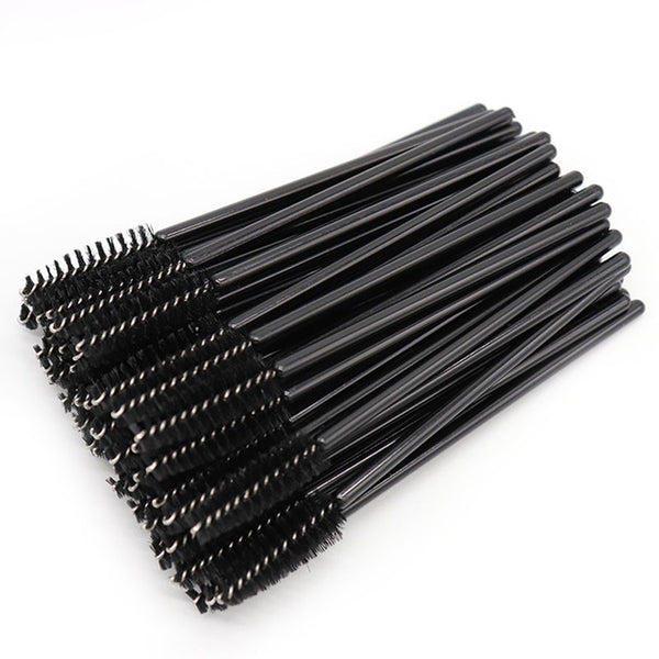 50 pièces Extension de cils brosse à sourcils jetable Mascara baguette applicateur Spoolers cils pour les yeux brosse cosmétique outils de maquillage