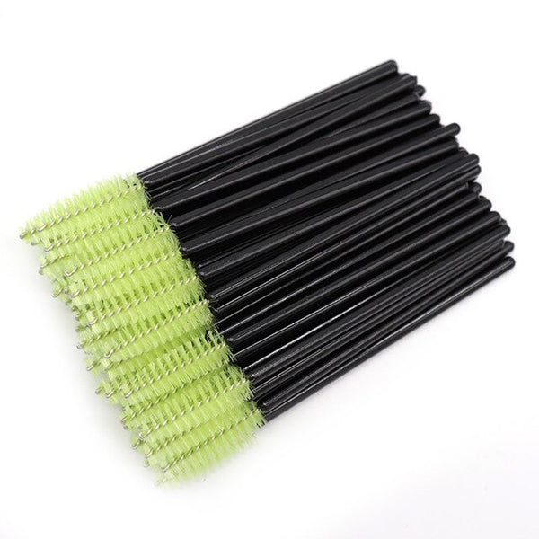 50 pièces Extension de cils brosse à sourcils jetable Mascara baguette applicateur Spoolers cils pour les yeux brosse cosmétique outils de maquillage