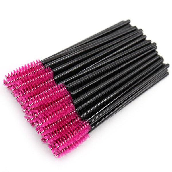 50 pièces Extension de cils brosse à sourcils jetable Mascara baguette applicateur Spoolers cils pour les yeux brosse cosmétique outils de maquillage