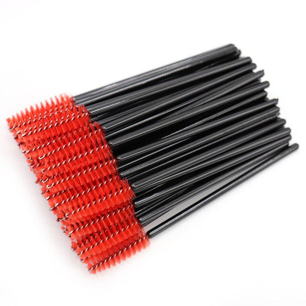 50 pièces Extension de cils brosse à sourcils jetable Mascara baguette applicateur Spoolers cils pour les yeux brosse cosmétique outils de maquillage
