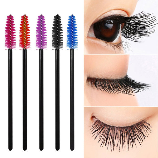 50 pièces Extension de cils brosse à sourcils jetable Mascara baguette applicateur Spoolers cils pour les yeux brosse cosmétique outils de maquillage