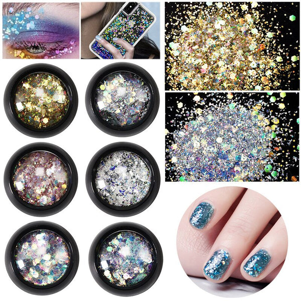 6 Style Nail Art décor paillettes Laser ongles paillettes poudre ensemble 3D conseils manucure accessoires Gel vernis décorations outils #290351