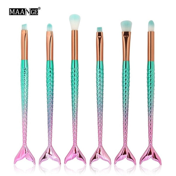 6Pcs/set Pro Mermaid Cosmetic Makeup Brushes Set