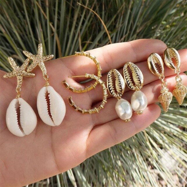 8 Pcs/set Women  Earrings Set Beach Accessories Charm Party Wedding Jewelry