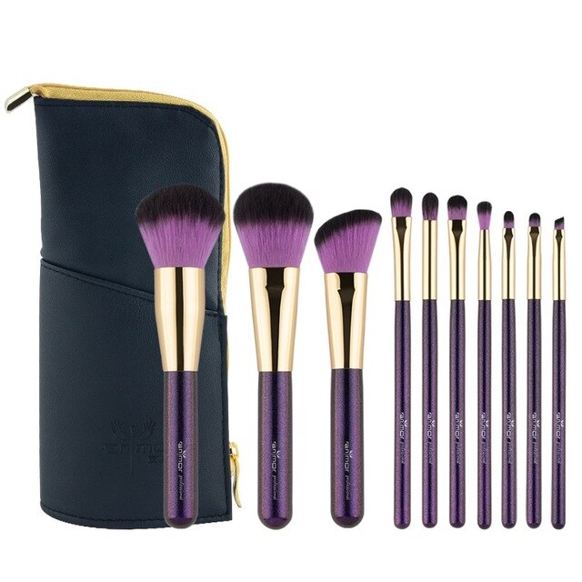 10 PCS Travel-friendly Makeup Brushes Purple Colored Make Up Brushes