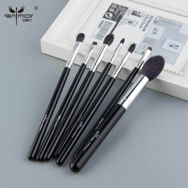 Natural Hair Makeup Brush Sliver Color 7PCS Brushes For Make up