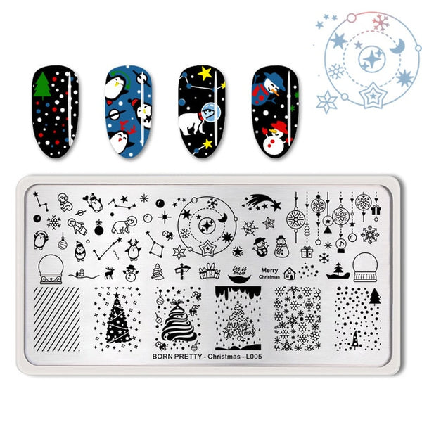 BORN PRETTY Space Series Nail Stamping Plates Moon Star Rectangle Nail Art Template Manicure Stencil Tools Outer