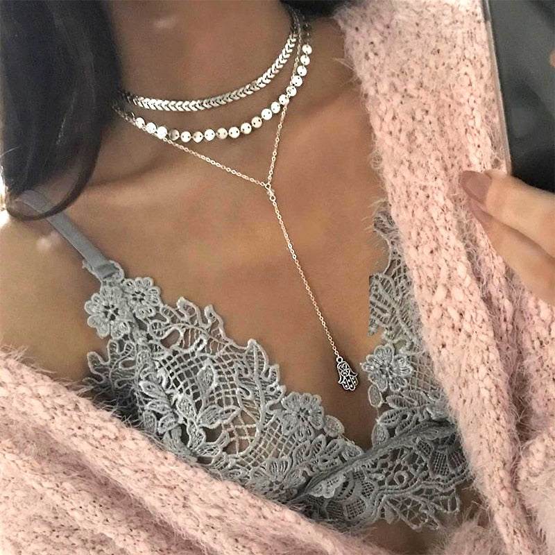 Necklace Women Multilayer Pendant Necklace Set Gift
