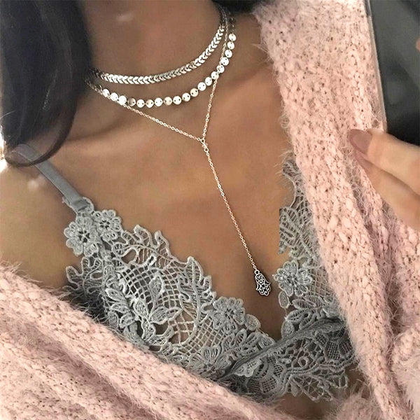 Necklace Women Multilayer Pendant Necklace Set Gift