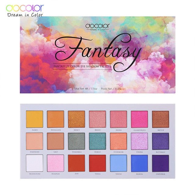 Docolor Professional Eyeshadow Palette 21 Color Charming Palette Matte Shimmer Pigmented Eye Shadow Powder Make Up Palette Set