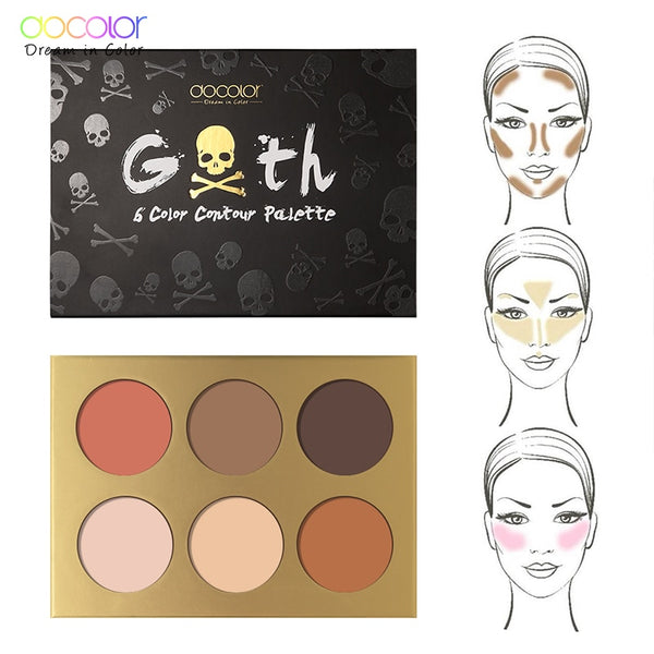 Docolor professinal face makeup 6 color bronzer and highlighter palette Blush powder makeup glow kit highlighter contour palette