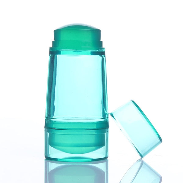 Double Head Silicone Nail Stamper Clear Green Jelly 2.2cm 2.7cm Manicure Head with Scraper Nail Art Stamping Tool Set