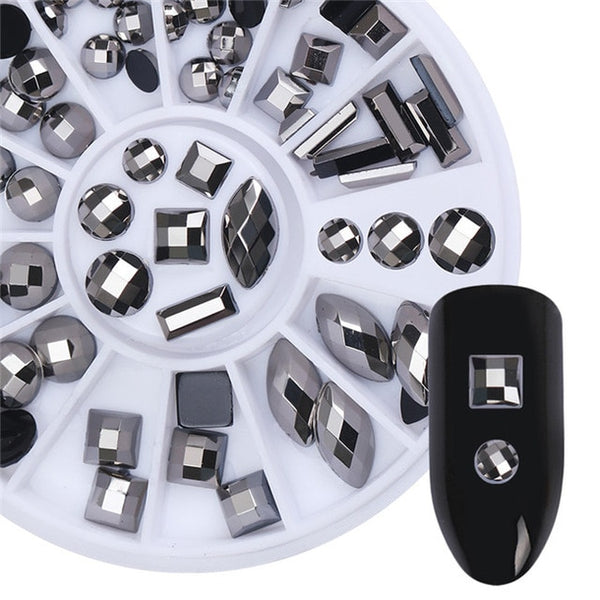 Double-sided 3D Nail Rhinestone Gold Clear Manicure Flatback Marquise Heart Water Drop Nail Art Decoration in Wheel