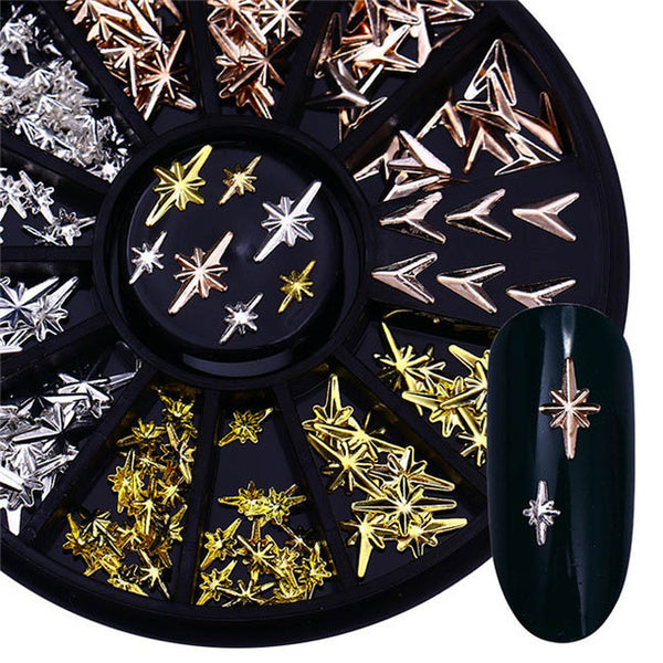 Double-sided 3D Nail Rhinestone Gold Clear Manicure Flatback Marquise Heart Water Drop Nail Art Decoration in Wheel