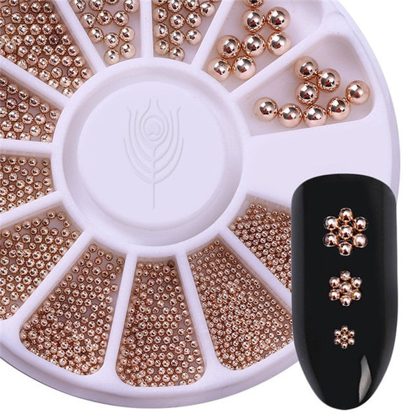 Double-sided 3D Nail Rhinestone Gold Clear Manicure Flatback Marquise Heart Water Drop Nail Art Decoration in Wheel