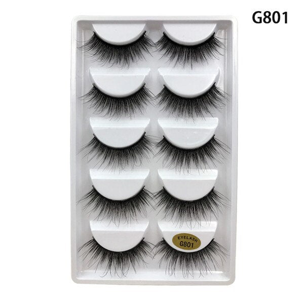 ELECOOL 5 paires 100% vrais faux cils de vison 3D naturel faux cils 3d vison cils doux Extension de cils Kit de maquillage