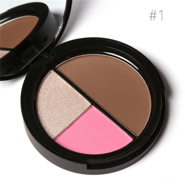 NEW 3 Colors Shimmer Bronzes and Highlighters Powder Makeup Blusher Highlighter