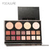 FOCALLURE New Highly Pigmented Glitter Eye Shadow Flash Shimmer Eyeshadow with Bush Highlighter Palette Face Makeup Tools