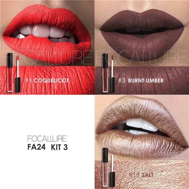 3Pcs Long-lasting Lip Colors Makeup Waterproof