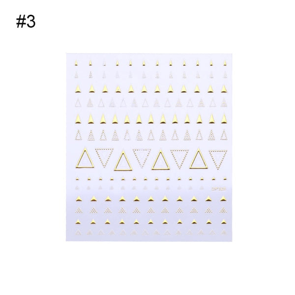 Geometric Gold 3D Nail Sticker Moon Star Patterns Stripes Wave Line Adhesive Sticker DIY Nail Art Decoration