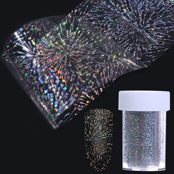 Hexagon Dot Heart Fireworks Laser Nail Foil 4*100cm Holographic Transfer Starry Sticker for Manicure Nail Art Decoration