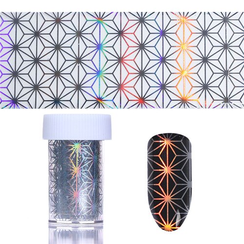Holographic Laser Nail Foils Irregular Grid Waves 4*100cm Starry Paper Transfer Sticker Manicure Nail Art Decoration