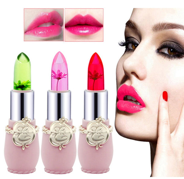 Hot Beauty Bright Flower Crystal Jelly Lipstick Magic Temperature Change Color Lip Balm Makeup Waterproof Lip Gloss