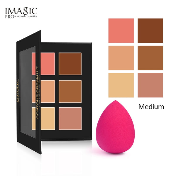 IMAGIC 6 Colors Contour Palette Concealer Makeup Party Contour Palette With Make-up Brushes  Maquiagem Face Cream Palette