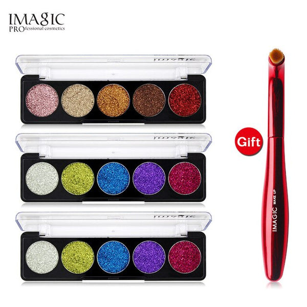 IMAGIC Buy 3 Get 1 Gift 3pcs/set 5 Colors Glitters Eye shadow Get a Eyeshadow  Brush gift