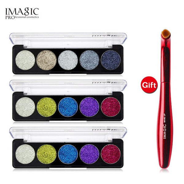 IMAGIC Buy 3 Get 1 Gift 3pcs/set 5 Colors Glitters Eye shadow Get a Eyeshadow  Brush gift